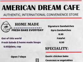 The American Dream Cafe Inc menu