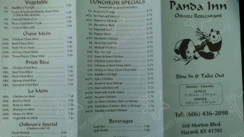 Panda Inn menu