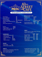 43rd Street Cafe menu