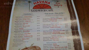 Havana Sandwich Cafe menu