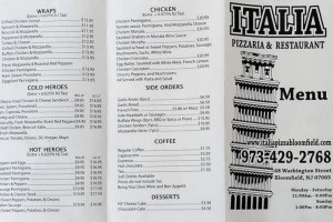 Italia Pizza menu