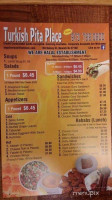 Turkish Pita Place menu