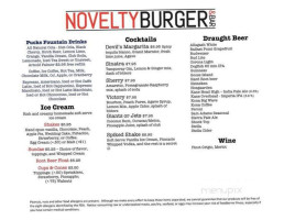 Novelty Burger menu
