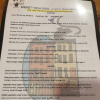 Red Reisa Grill menu