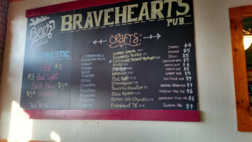 Bravehearts Pub menu