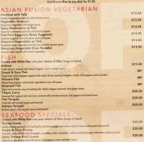 Asian Fusion Cafe menu