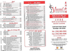 Vincent's Asain Bistro menu