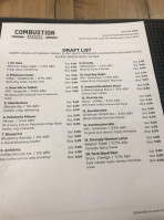Combustion Brewery Taproom menu