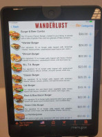 Wanderlust Burger menu