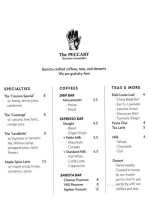 The Peccary menu