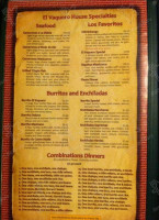 El Vaquero menu