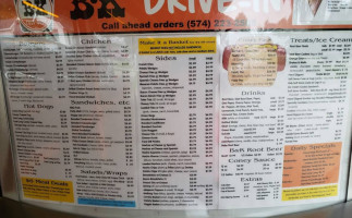 B K Drive In menu