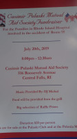 Pulaski Society menu