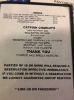 Catfish Charlie’s Lounge menu
