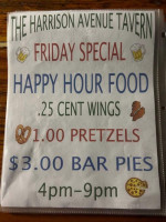 The Harrison Avenue Tavern menu