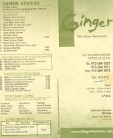 Ginger Group menu
