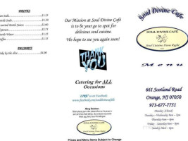 Soul Divine Cafe menu