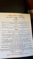 Park Street Grille menu