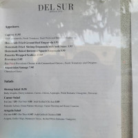 Del Sur Artisan Eats menu