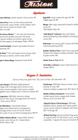 Fusion Lounge menu