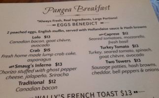 Pangea Cafe menu