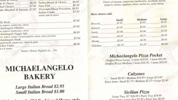 Michaelangelo Pizza Subs menu