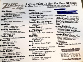Zip's Hamburgers And Fish menu