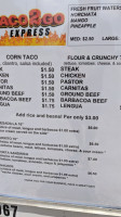 Taco2go menu