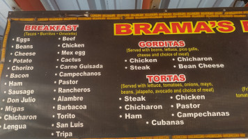 Taqueria Brahmas menu