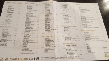 Golden Palace Chinese menu