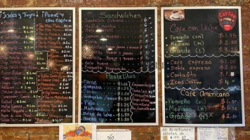 Las Canas Cafe menu