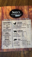 Nate's Steakhouse menu