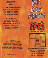 Moes Southwest Grill menu