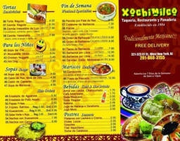 Xochimilco Mexican menu
