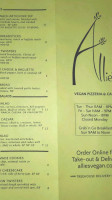 Allie's Vegan Pizzeria Cafe menu