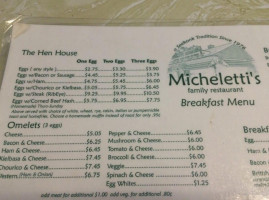 Micheletti's menu