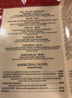 Las Dos Marias menu