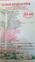 Lake Shore Chinese menu