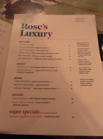 Rose's Luxury menu