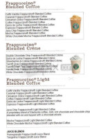 Starbucks Coffee menu