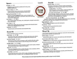 The Clean Plate Kitchen menu