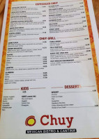 Chuy Mexican Bistro Cantina menu