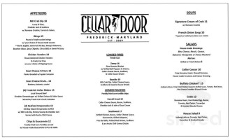 The Cellar Door - Frederick menu