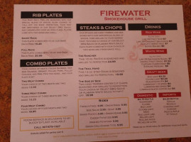 Firewater Smokehouse Grill menu