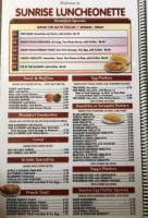 Sunrise Luncheonette menu
