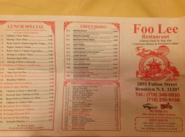 Foo Lee menu