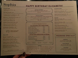 Sophia Steak menu
