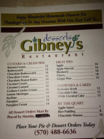 Gibney's menu