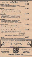 Stork's Bakery Coffee House menu