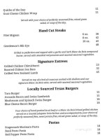 Tara Winery menu